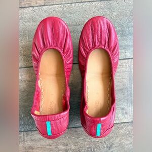 Tieks Cardinal Red Leather Flats Size 9